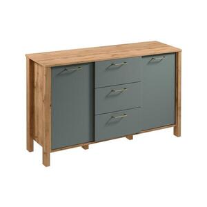 Gala Meble Komoda MENTA 138x81x40 cm dub wotan/zelená S19-K2D3S-ZSM obraz