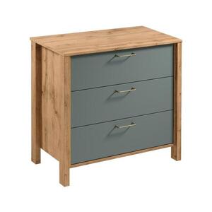 Gala Meble Komoda MENTA 90x81x47 cm dub wotan/zelená S19-K3S-ZSM obraz