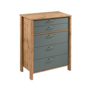 Gala Meble Komoda MENTA 90x108x47 cm dub wotan/zelená S19-K5S-ZSM obraz