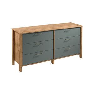 Gala Meble Komoda MENTA 170x81x47 cm dub wotan/zelená S19-K6S-ZSM obraz