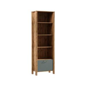 Gala Meble Knihovna MENTA 66x200x37 cm dub wotan/zelená S19-R1K-ZSM obraz