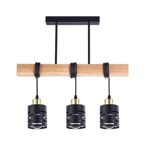 Lustr na lanku ELEN 3xE27/35W/230V černá/zlatá/hnědá ELEN PENDANT LIGHT 3BLACK WOOD obraz