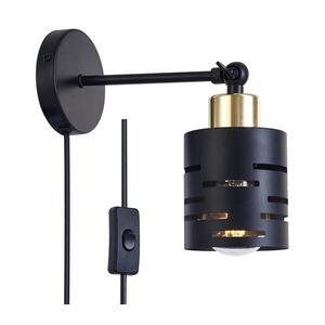 Nástěnné bodové svítidlo s vypínačem ELEN 1xE27/35W/230V černá/zlatá ELEN WALL LIGHT WITH CS BLACK obraz