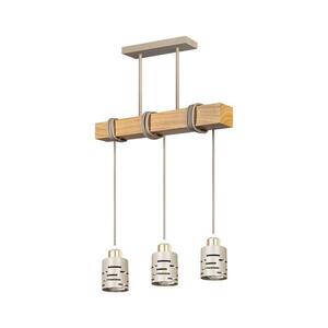 Lustr na lanku ELEN 3xE27/35W/230V béžová/zlatá/hnědá ELEN PENDANT LIGHT 3BEIGE WOOD obraz