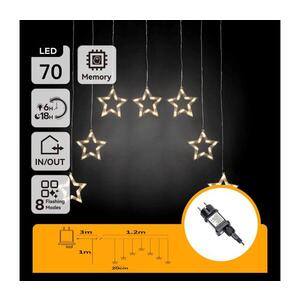 B.V. - LED Venkovní vánoční řetěz 70xLED/230V 1, 2x1m IP44 teplá bílá hvězdy B10303ABGF obraz