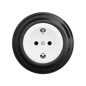 Reblig - Retro zásuvka domovní s rámečkem SCHUKO 230V/16A sněhově bílá/černá RG0016+RG0160 obraz