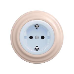 Reblig - Retro zásuvka domovní s rámečkem SCHUKO 230V/16A modrá/starorůžová RG0119+RG0108 obraz