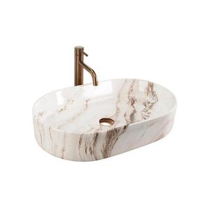 REA-U9239 - Umyvadlo na desku NADIA 38, 5x61 cm keramika/béžová/imitace kamene REA-U9239 obraz