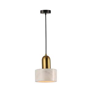 Viokef Lighting Lustr na lanku MARBLE 1xE27/60W/230V zlatá/bílá/dekor mramoru 4266100 obraz