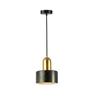 Viokef Lighting Lustr na lanku MARBLE 1xE27/60W/230V zlatá/zelená/dekor mramoru 4266101 obraz