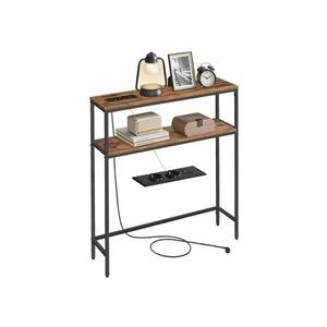 Konzolový stolek s vestavěnými zásuvkami a USB porty LUVOR 80x20 cm hnědá/černá LNT135KD01 obraz