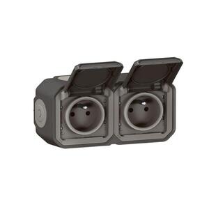 Legrand - Venkovní dvojitá zásuvka 250V/16A PLEXO IP55 antracit 069788L obraz