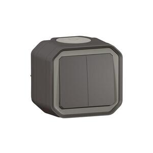 Legrand - Dvojitý schodišťový vypínač č. 6+6 PLEXO IP55 antracit 069775L obraz