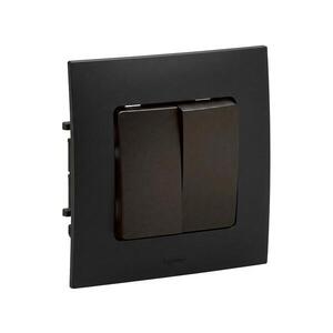 Legrand - Dvojitý vypínač s rámečkem č. 5 NILOE černá LR0012+LR0007 obraz