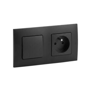 Legrand - Zásuvka domovní 250V/16A a jednopólový vypínač č. 1 NILOE černá LR0013+LR0001+LR0006 obraz