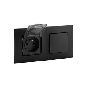 Legrand - Zásuvka domovní 250V/16A a jednopólový vypínač č. 1 NILOE černá LR0013+LR0003+LR0006 obraz