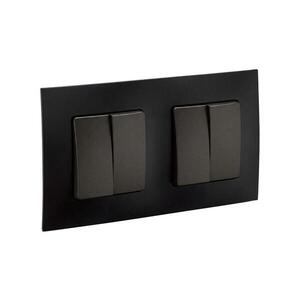 Legrand - 2x Dvojitý vypínač č. 5 s rámečkem NILOE černá LR0013+LR0007+LR0007 obraz