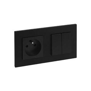 Legrand - Dvojitý schodišťový vypínač 6+6 a zásuvka domovní 250V/16A NILOE STEP LR0045+LR0037+LR0033 obraz