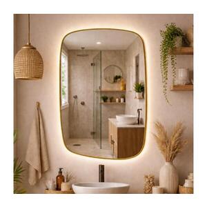 Baltica Design-LED Zrcadlo s pods. STONE CALM 15W/230V 4500K 90x60 cm IP65 zlatá 5904107932651 obraz