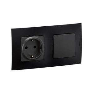 Legrand - Zásuvka domovní SCHUKO a schodišťový vypínač č. 6 s rámeč NILOE 250V č LR0013+LR0114+LR0008 obraz