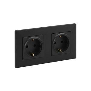 Legrand - Dvojitá zásuvka domovní SCHUKO 250V/16A NILOE STEP černá LR0045+LR0116+LR0116 obraz