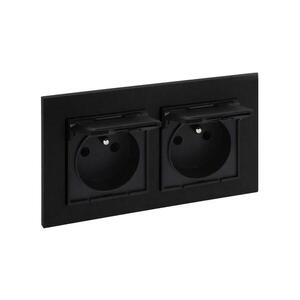 Legrand - Dvojitá venkovní zásuvka 250V/16A NILOE STEP IP44 černá LR0045+LR0035+LR0035 obraz