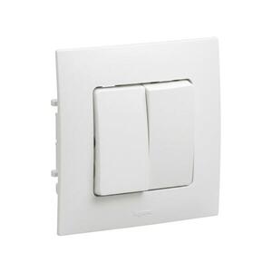 Legrand - Dvojitý vypínač č. 5 s rámečkem NILOE bílá LR0028+LR0023 obraz