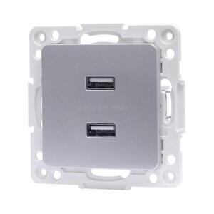 B.V. - USB napájecí zásuvka bez rámečku 2x USB-A stříbrná B20101QSE obraz