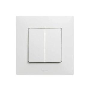 Legrand - Dvojitý schodišťový vypínač č. 6+6 s rámečkem NILOE bílá LR0028+LR0021 obraz
