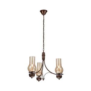 BRILAGI - LED Lustr na řetězu COTTAGE 3xE14/40W/230V buk/hnědá/kouřová béžová BG1518+3xBG2273 obraz