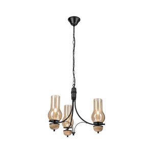 BRILAGI - LED Lustr na řetězu COTTAGE 3xE14/40W/230V dub/černá/kouřová béžová BG1520+3xBG2273 obraz