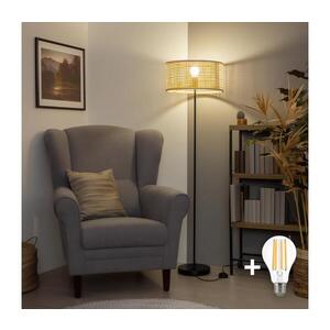 BRILAGI - LED Stojací lampa CERIA 1xE27/40W/230V pr. 25 cm bambus/černá SA2187+EG781159 obraz