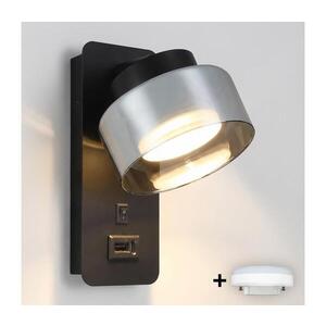 BRILAGI - LED Nástěnná lampa s USB portem AURA LUX 1xGX53/30W/230V černá/kouřová WO-OEM-CF-13-BK obraz