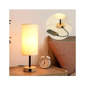 BRILAGI - Stolní lampa s USB portem TABLON 1xE27/25W/230V dub/černá/krémová BRI599 obraz