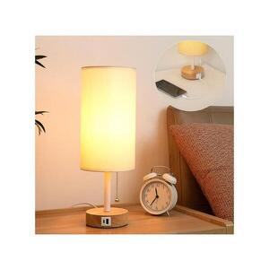 BRILAGI - Stolní lampa s USB portem TABLON 1xE27/25W/230V dub/bílá/krémová BRI600 obraz