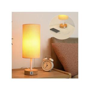 BRILAGI - Stolní lampa s USB portem TABLON 1xE27/25W/230V dub/bílá/béžová BRI602 obraz
