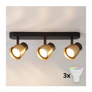 BRILAGI - LED RGBW Stmívatelné bodové svítidlo NUGGET 3xGU10/4, 8W/230V černá/zlatá BG3441+3xAI2382 obraz