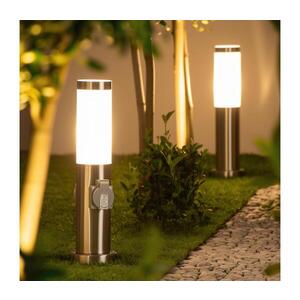 BRILAGI - Venkovní lampa se 2 zásuv. SCHUKO NOVA 1xE27/15W/230V 40 cm IP44 chrom FG-KH142PSH-40-2SO-SIL obraz