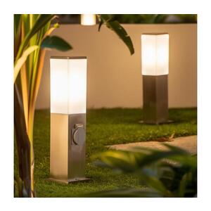 BRILAGI - Venkovní lampa se 2 zásuv. SCHUKO NOVA 1xE27/15W/230V 40 cm IP44 chrom FG-KH446PSH-40-2SO-SIL obraz