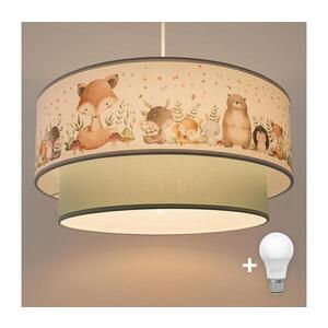 BRILAGI- LED Dětský lustr na lanku BOBO 1xE27/60W/230V pr. 40 cm bílá/zel./zvíř. 8590828051268 obraz
