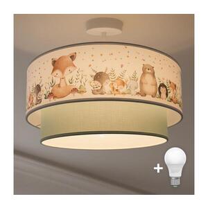 BRILAGI-LED Dětský přisazený lustr BOBO 1xE27/60W/230V pr. 40 cm bílá/zel./zvíř. 8590828051275 obraz