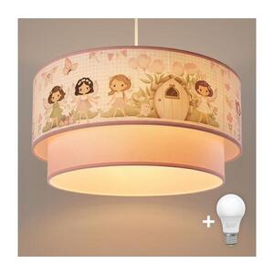 BRILAGI - LED Dětský lustr na lanku BOBO 1xE27/60W/230V pr. 40 cm růžová/víly 8590828051244 obraz