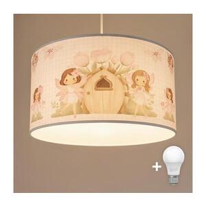 BRILAGI - LED Dětský lustr na lanku BOBO 1xE27/60W/230V pr. 35 cm růžová/víly 8590828051374 obraz