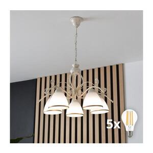 BRILAGI - LED Lustr na řetězu ANTICO 5xE27/60W/230V 3000K bílá patina 8590828036838 obraz