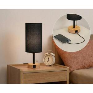 BRILAGI - Stolní lampa s USB portem TABLON 1xE27/25W/230V dub/černá BG3673+BG3682 obraz