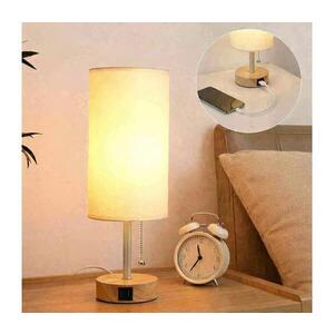 BRILAGI - Stolní lampa s USB portem TABLON 1xE27/25W/230V dub/béžová/krémová BG3675+BG3681 obraz