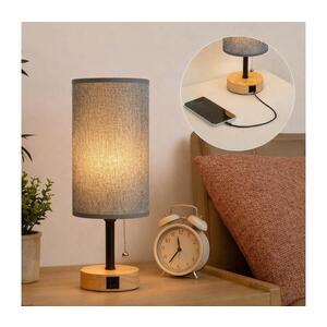 BRILAGI - Stolní lampa s USB portem TABLON 1xE27/25W/230V dub/černá/šedá BG3673+BG3683 obraz