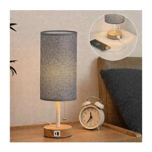 BRILAGI - Stolní lampa s USB portem TABLON 1xE27/25W/230V dub/bílá/šedá BG3674+BG3683 obraz