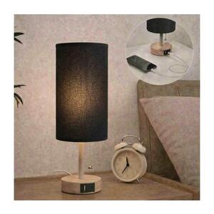 BRILAGI - Stolní lampa s USB portem TABLON 1xE27/25W/230V dub/béžová/černá BG3675+BG3682 obraz