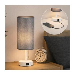 BRILAGI - Stolní lampa s USB portem TABLON 1xE27/25W/230V bílá/šedá BG3667+BG3683 obraz
